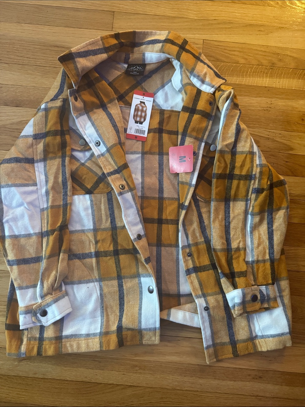 Plaid Snap-Front Shirt Jacket - Mustard Plaid